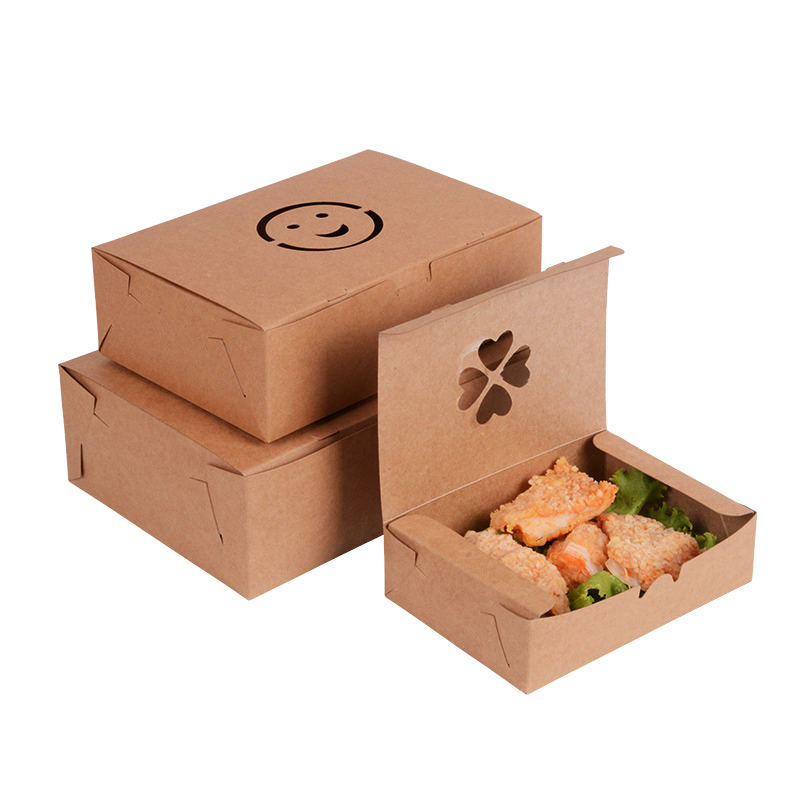 Nagykereskedelmi élelmiszer -minőségű elvihető eldobható Kraft papír gyors, biológiailag lebontható hordozható élelmiszer -csomagolás